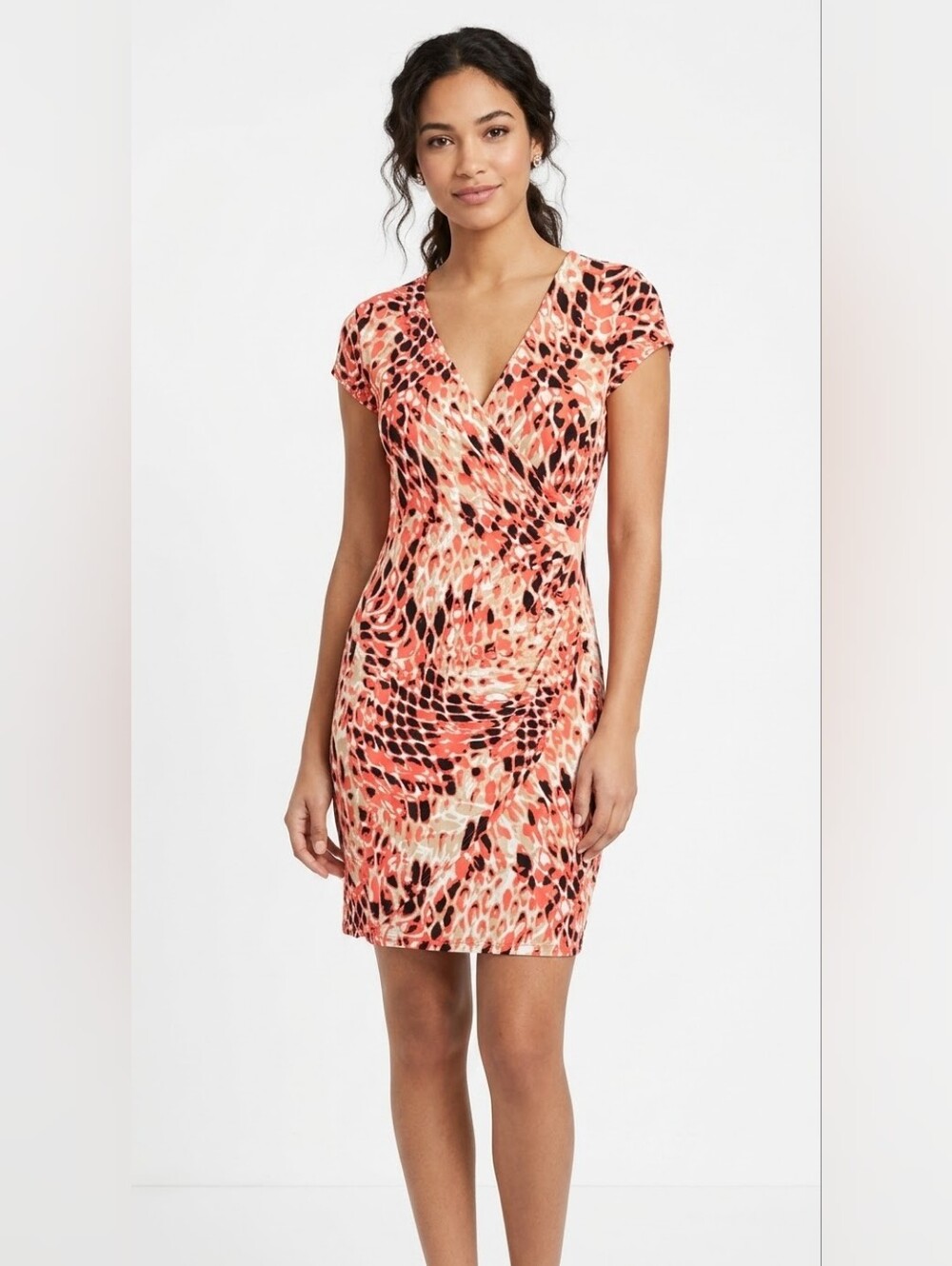 Cache Faux Wrap Snake Print Dress Size M